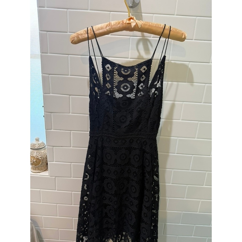 Witchy Whimsigoth Free People Black‎ Lace Spaghetti Strap Dress Gothic - Picture 2 of 7